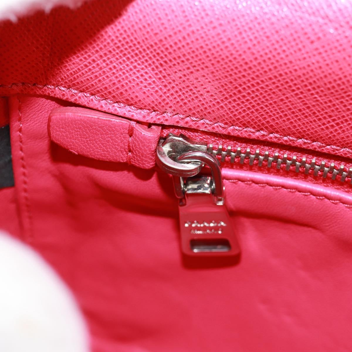 PRADA Chain Shoulder Bag Safiano leather Red Silver Auth ka1025V