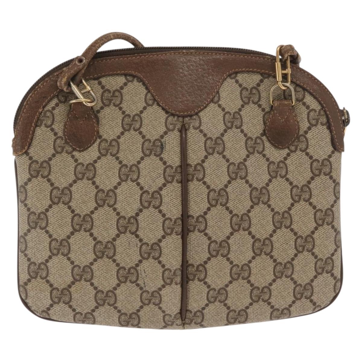 GUCCI GG Supreme Web Sherry Line Bag PVC Beige Gold 904 02 047 Auth ka1026