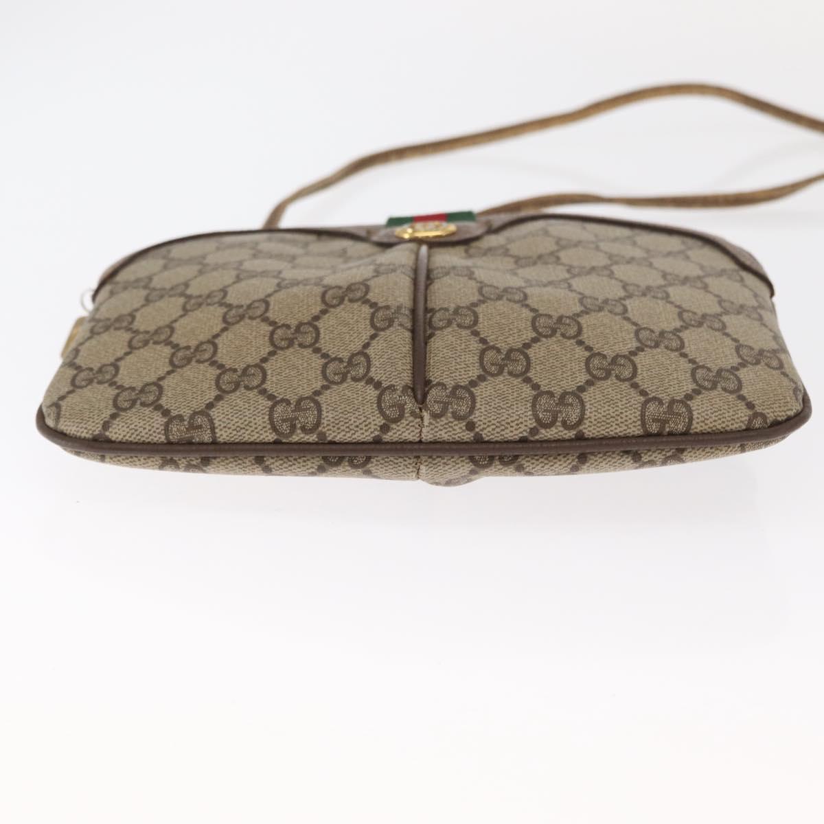 GUCCI GG Supreme Web Sherry Line Bag PVC Beige Gold 904 02 047 Auth ka1026