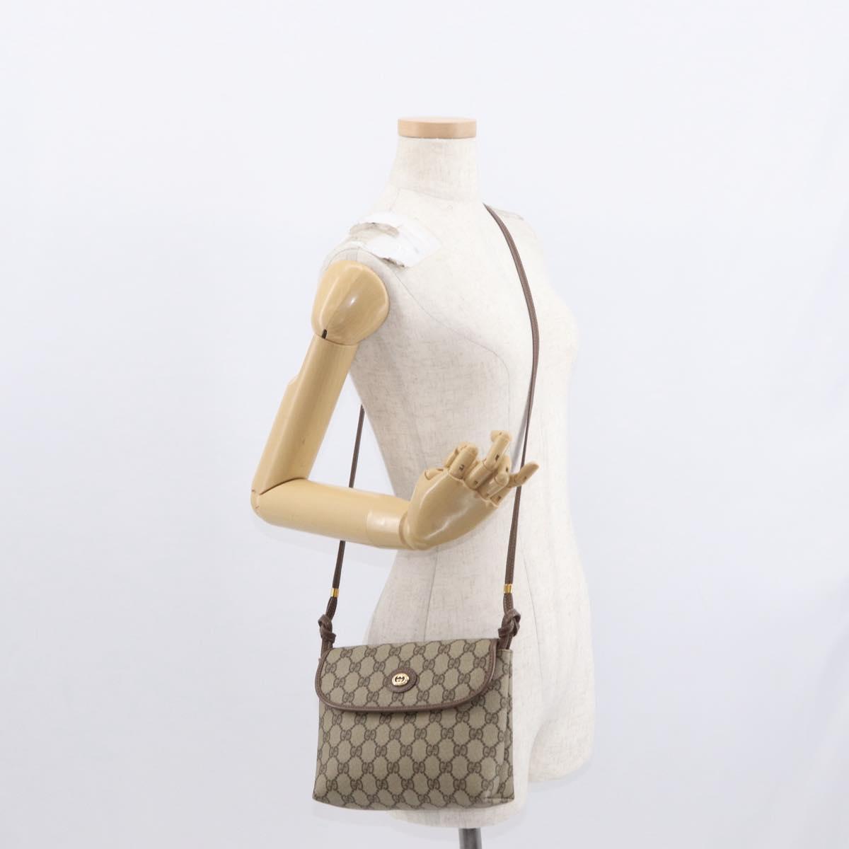 GUCCI GG Supreme Shoulder Bag PVC Beige Gold 007 115 6087 Auth ka1027