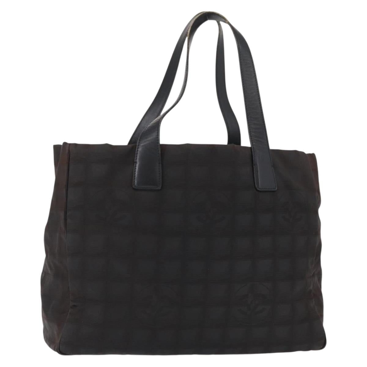 CHANEL New Travel Line Tote Bag Nylon Black CC Auth ka103