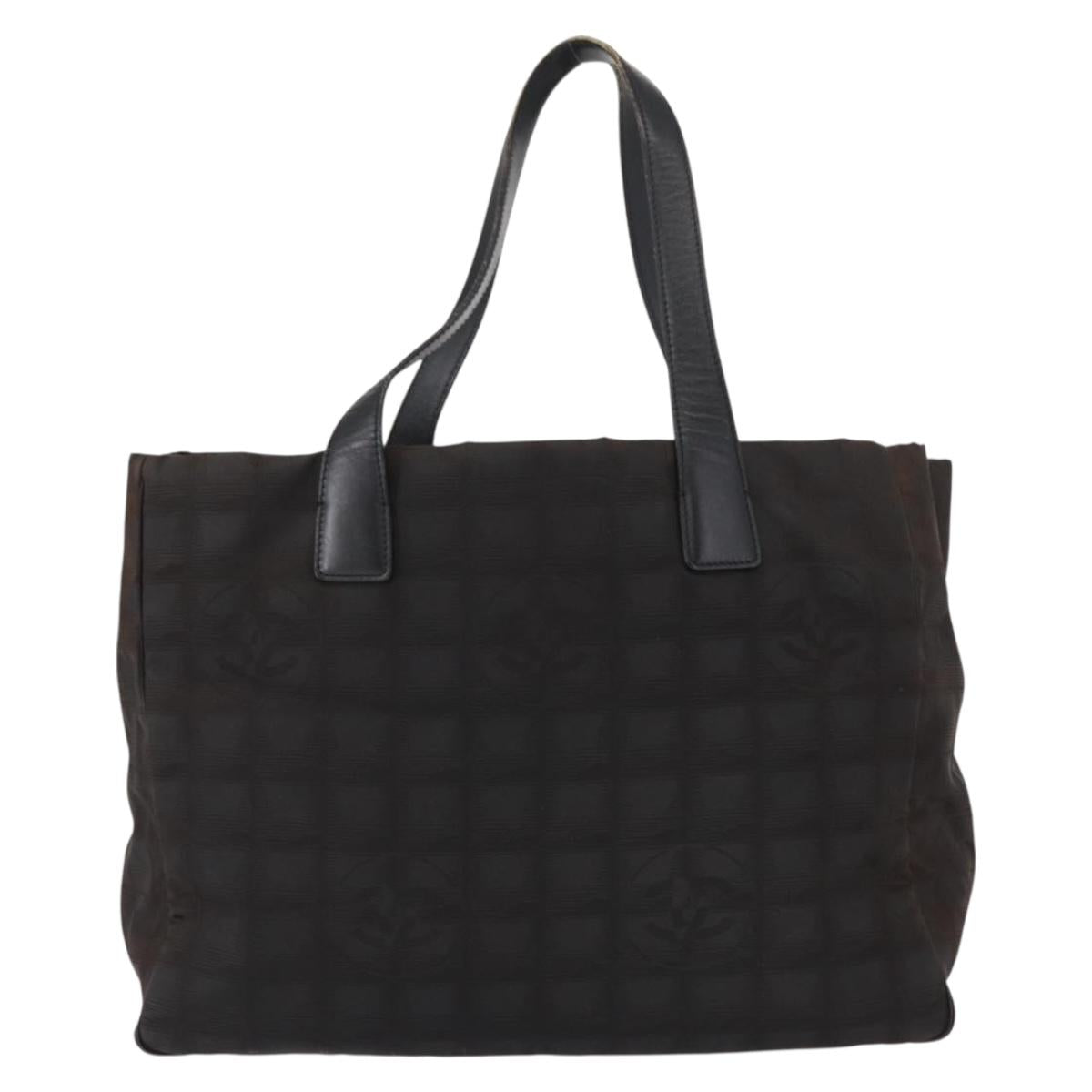 CHANEL New Travel Line Tote Bag Nylon Black CC Auth ka103