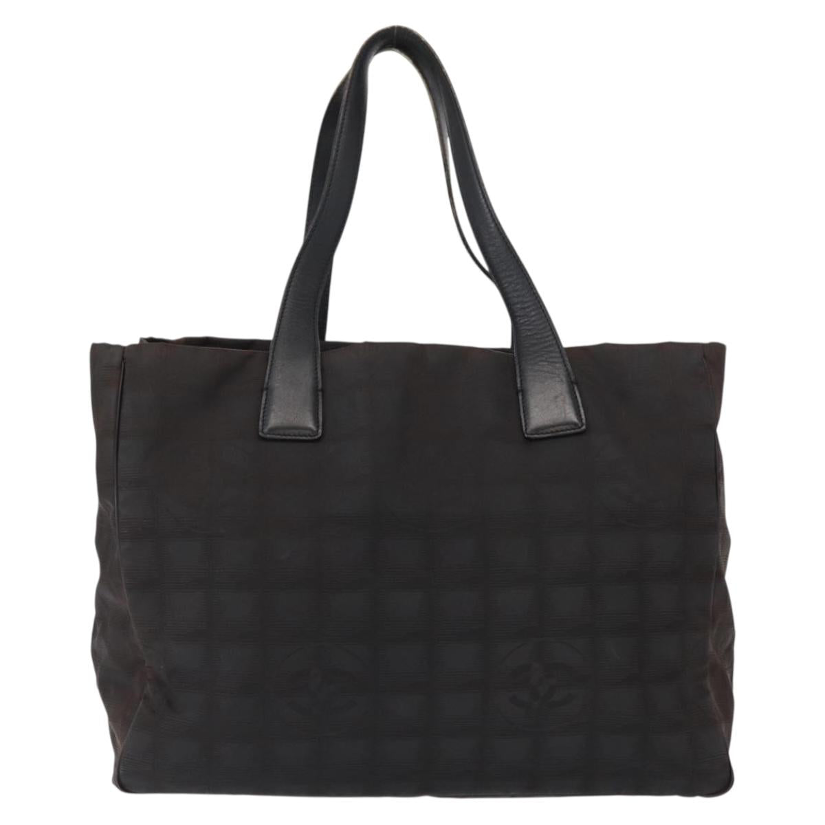 CHANEL New Travel Line Tote Bag Nylon Black CC Auth ka103