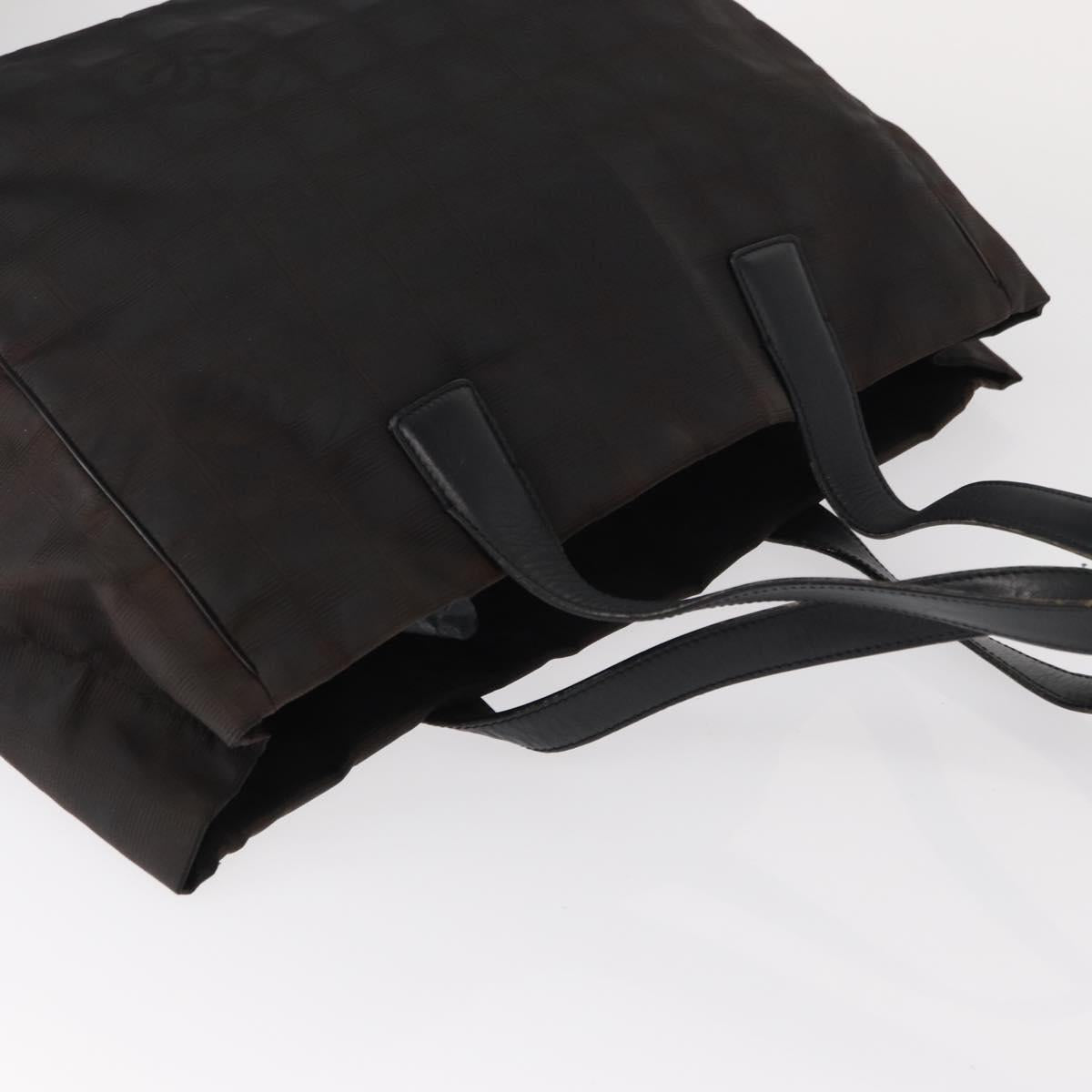 CHANEL New Travel Line Tote Bag Nylon Black CC Auth ka103