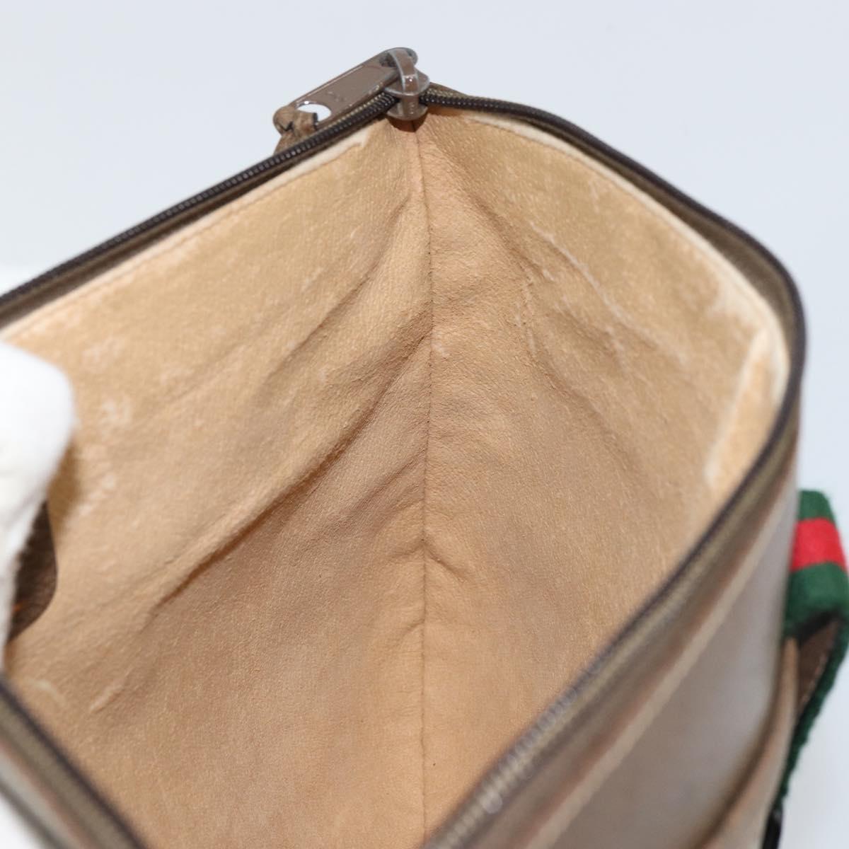 GUCCI GG Supreme Web Sherry Line Bag PVC Beige Gold 904 02 026 Auth ka1036