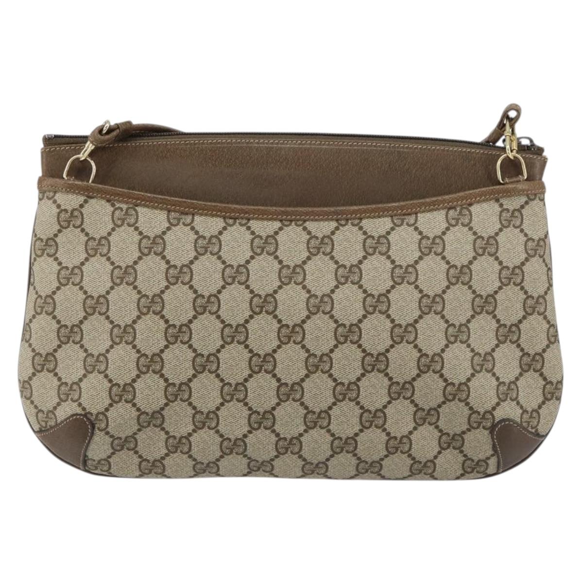 GUCCI GG Supreme Web Sherry Line Bag PVC Beige Gold 904 02 026 Auth ka1036