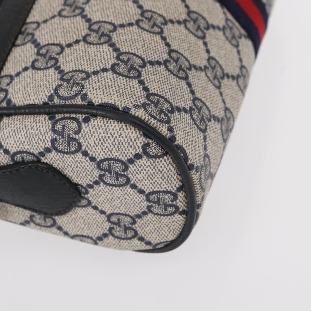 GUCCI GG Supreme Sherry Line Shoulder Bag PVC Navy Gold 378 02 004 Auth ka104