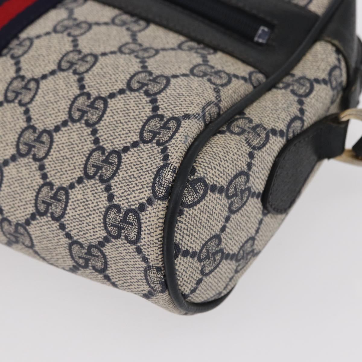 GUCCI GG Supreme Sherry Line Shoulder Bag PVC Navy Gold 378 02 004 Auth ka104