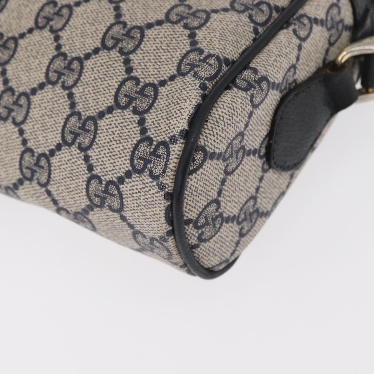 GUCCI GG Supreme Sherry Line Shoulder Bag PVC Navy Gold 378 02 004 Auth ka104