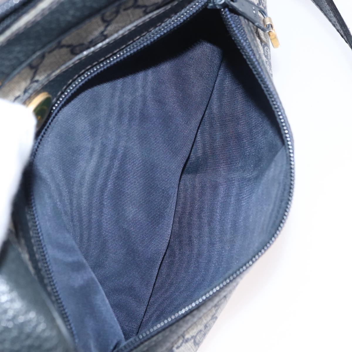 GUCCI GG Supreme Sherry Line Shoulder Bag PVC Navy Gold 378 02 004 Auth ka104