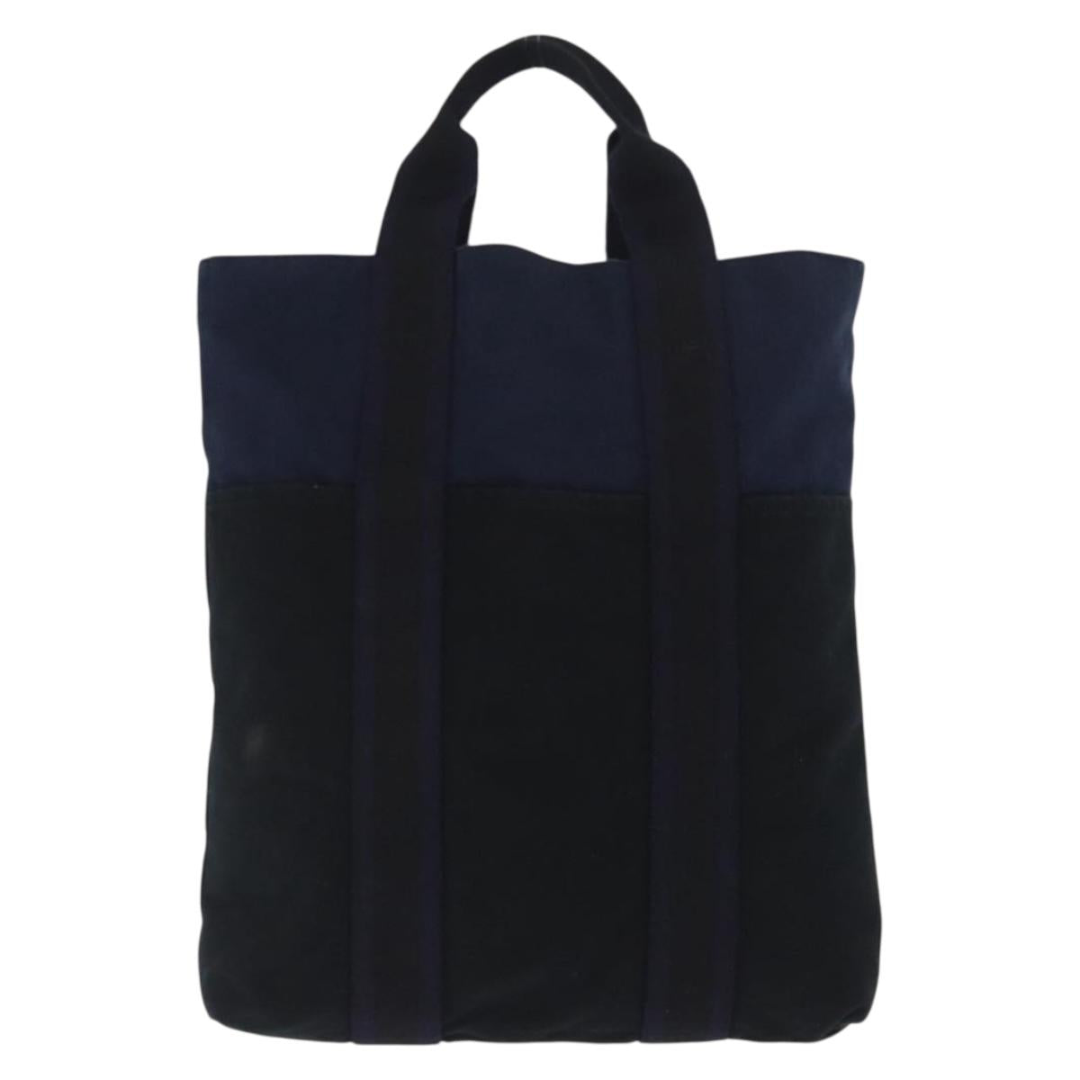 HERMES Fourre Tout Hand Bag Canvas Black Navy Auth ka1041