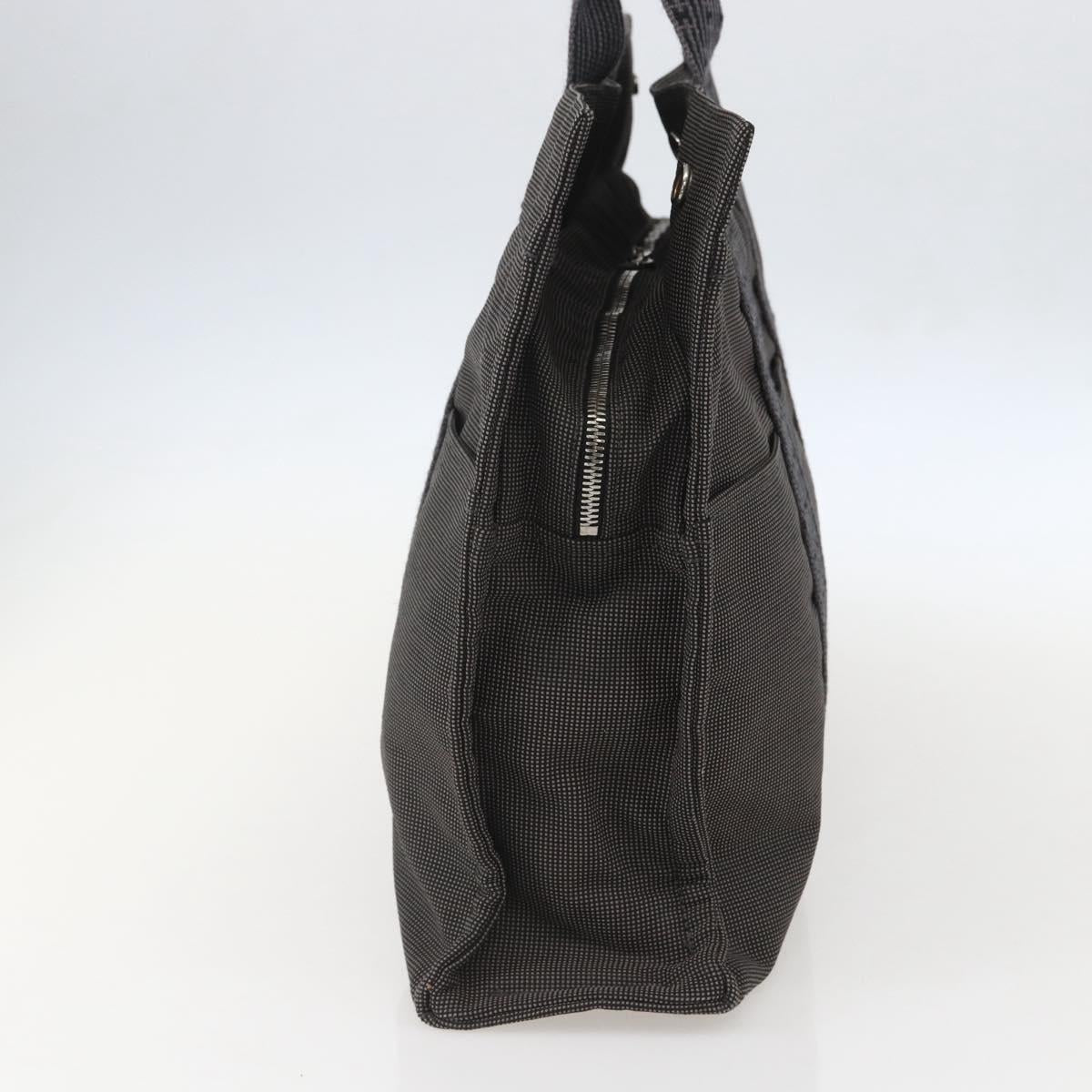 HERMES Her Line Tote Bag Canvas Gray Silver Auth ka1042