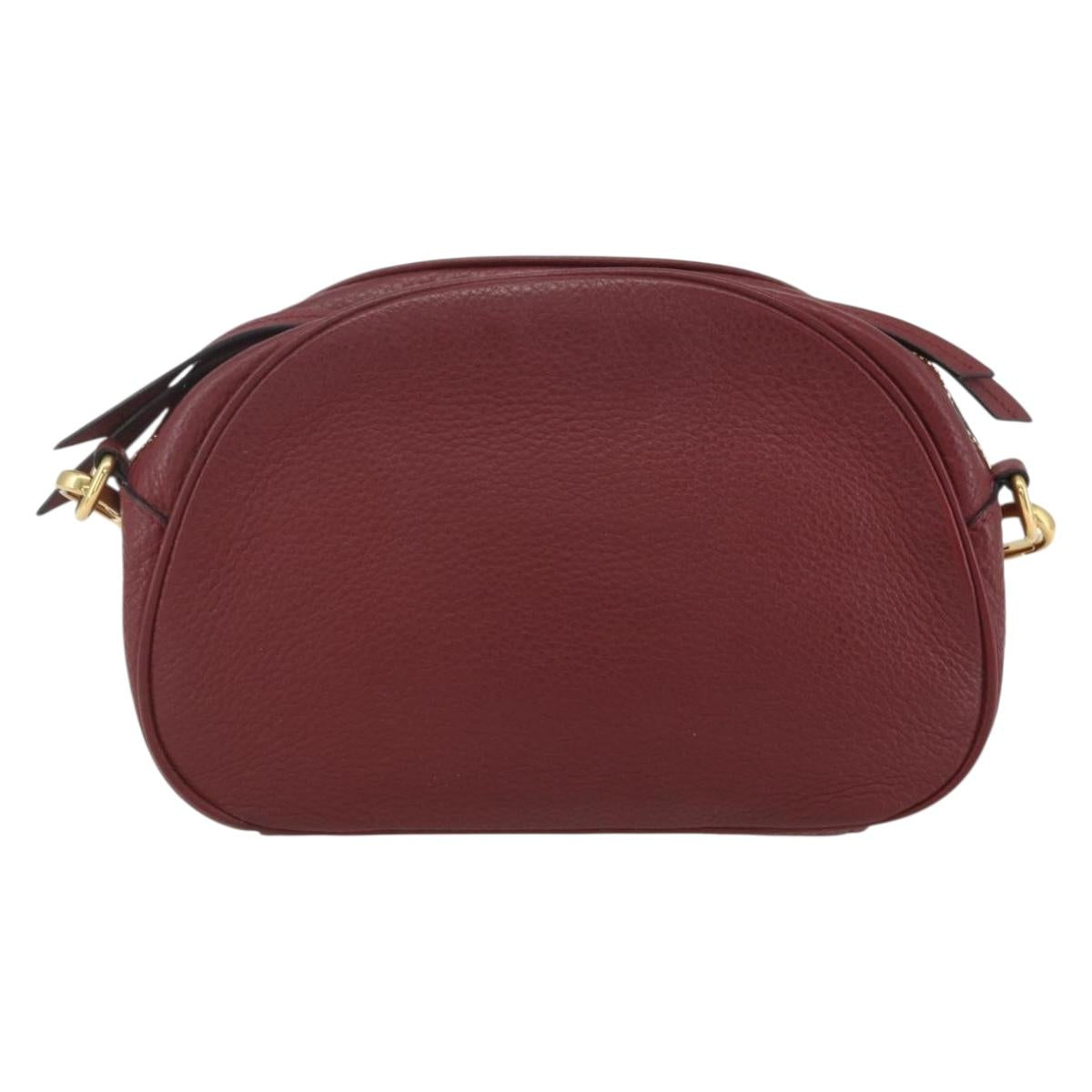 PRADA Shoulder Bag Leather 2way Bordeaux Gold Auth ka1044