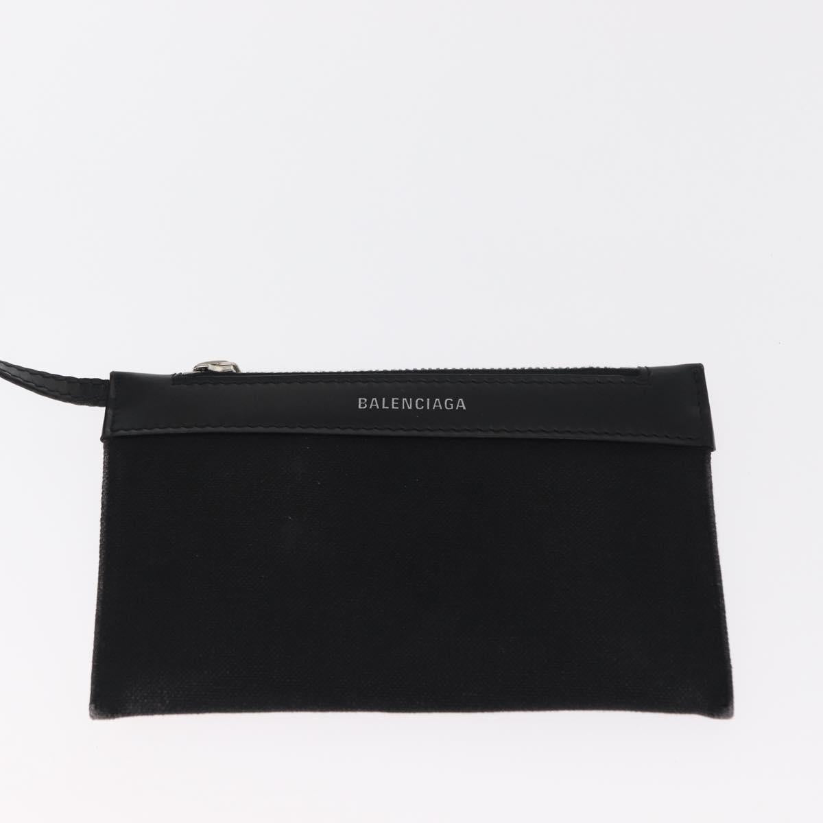 BALENCIAGA Cabas XS Hand Bag Canvas 2way Black Silver 390346 Auth ka1048