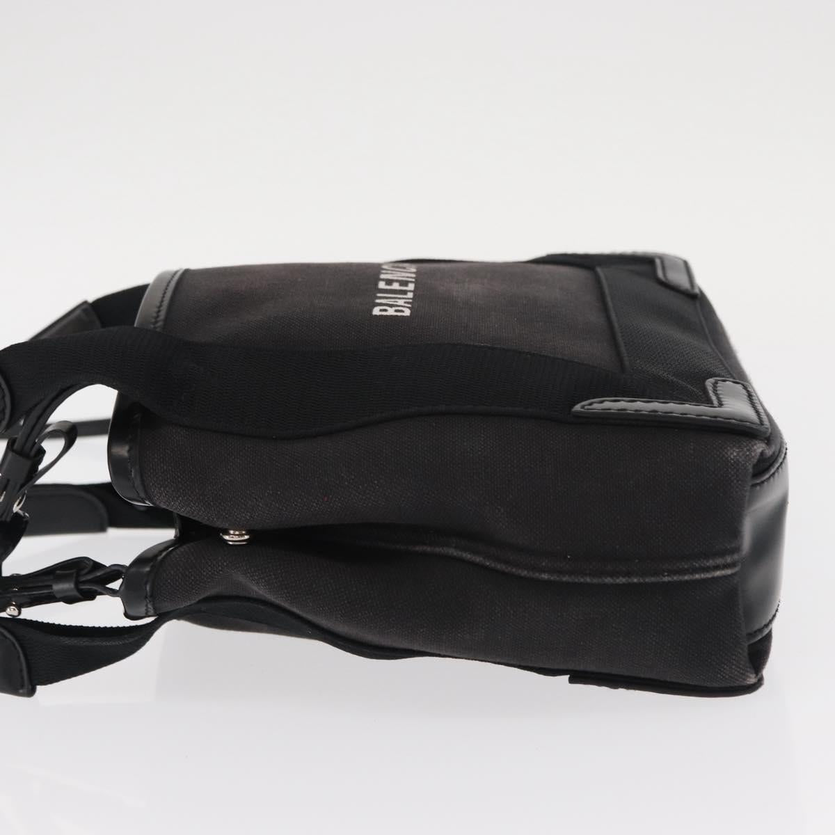 BALENCIAGA Cabas XS Hand Bag Canvas 2way Black Silver 390346 Auth ka1048