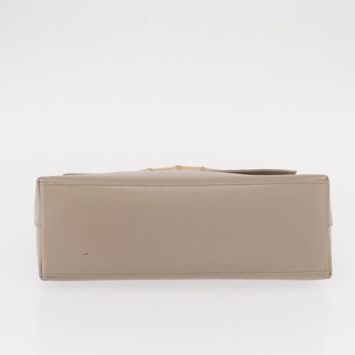 GUCCI Bamboo Hand Bag Leather Beige Gold 001 3444 1887 Auth ka105