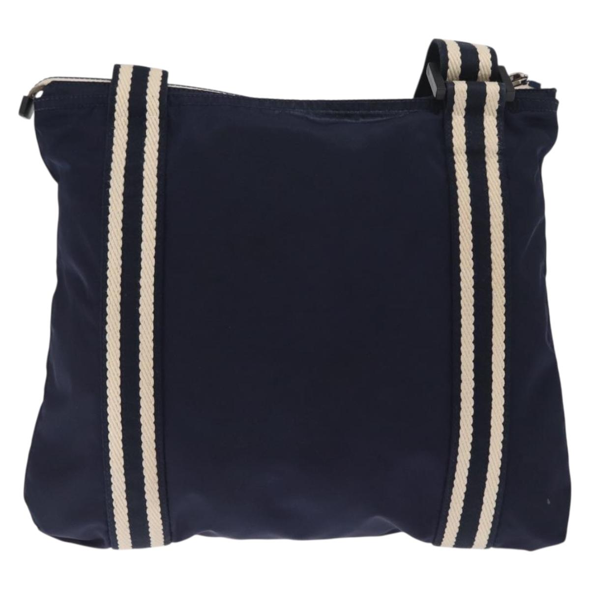 GUCCI Shoulder Bag Nylon Navy Silver 189662 Auth ka1054