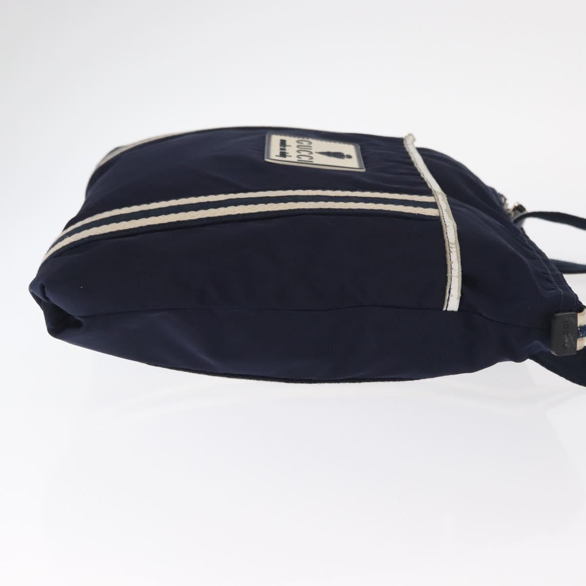 GUCCI Shoulder Bag Nylon Navy Silver 189662 Auth ka1054