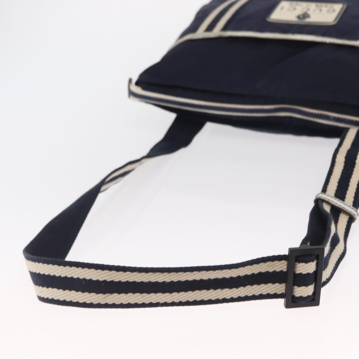 GUCCI Shoulder Bag Nylon Navy Silver 189662 Auth ka1054
