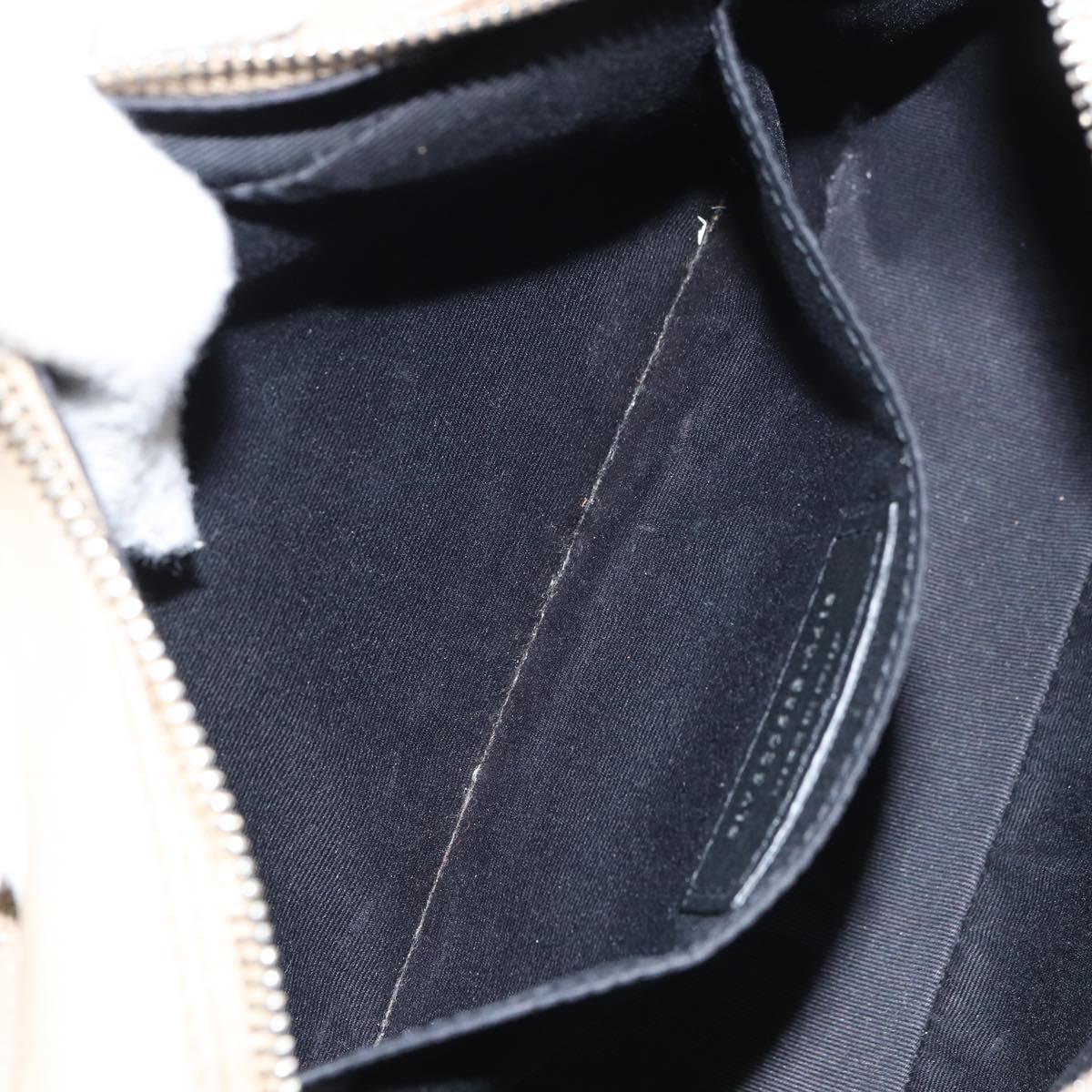 SAINT LAURENT Shoulder Bag Leather Beige Silver Auth ka1059