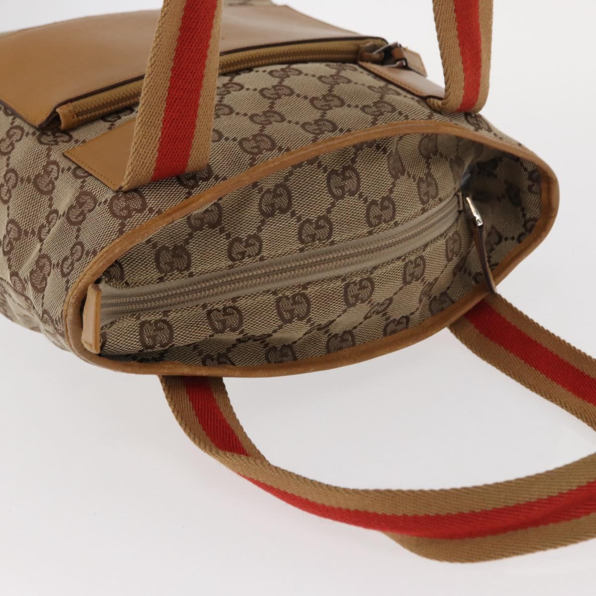 GUCCI GG Canvas Tote Bag Beige Silver 019 0402 1705 Auth ka1063