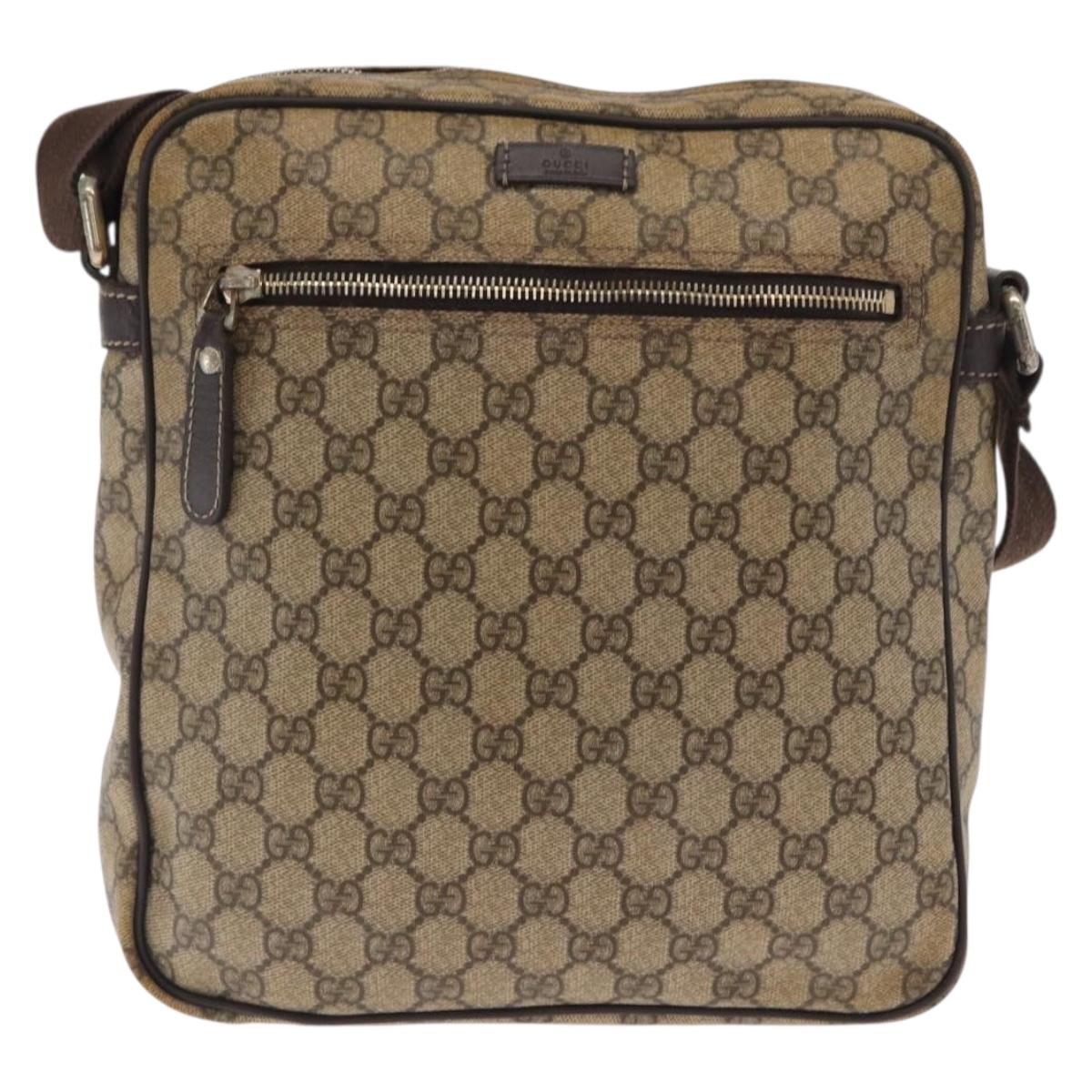 GUCCI GG Supreme Shoulder Bag PVC Beige Gold 201448 Auth ka1064