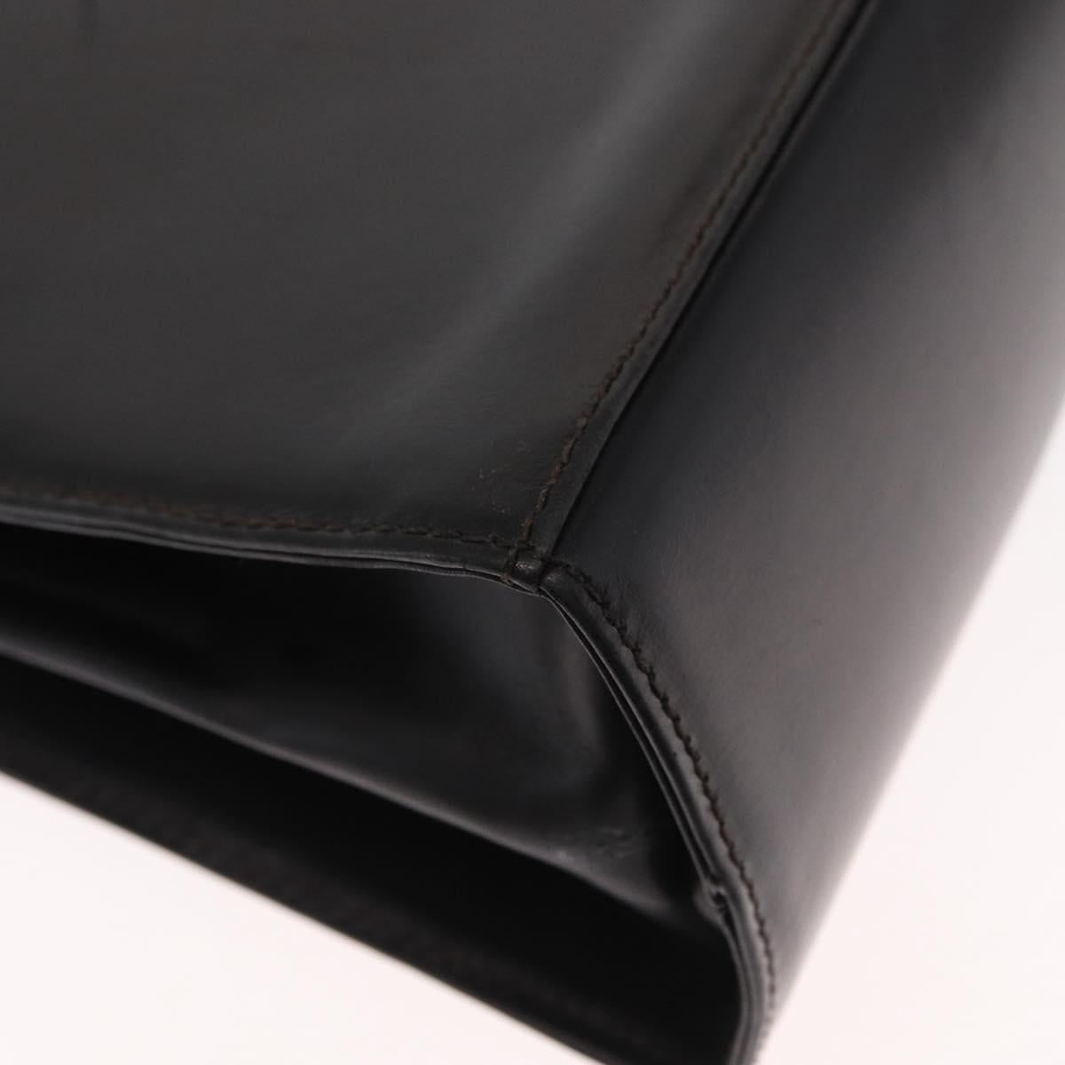 Salvatore Ferragamo Gancini Hand Bag Leather 2way Black Gold Auth ka1065