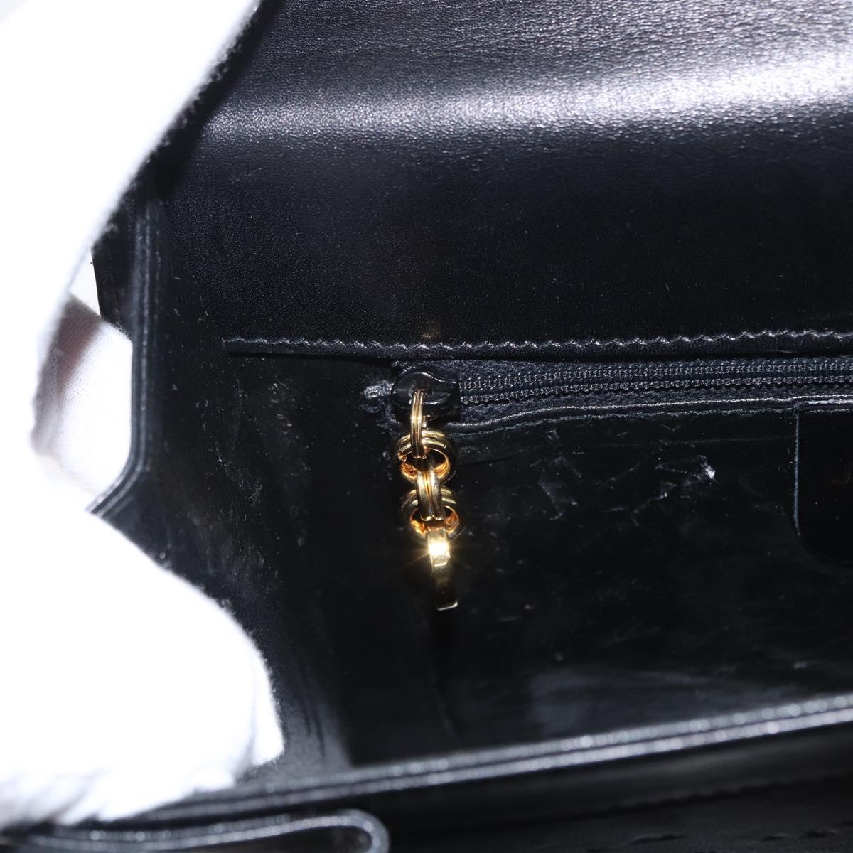 Salvatore Ferragamo Gancini Hand Bag Leather 2way Black Gold Auth ka1065