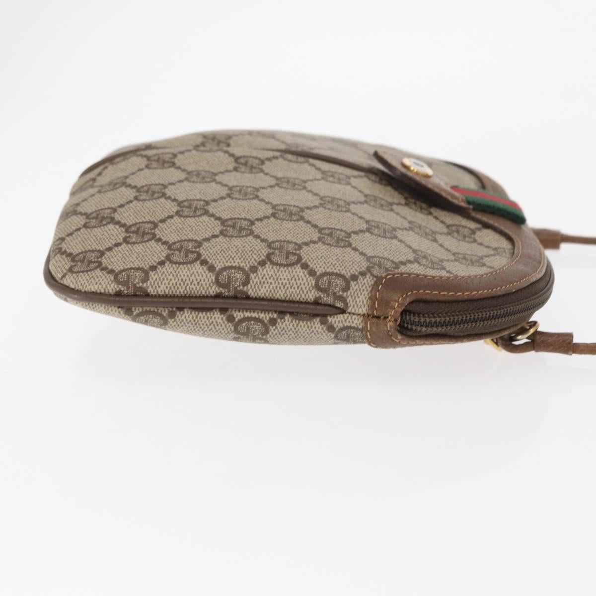 GUCCI GG Supreme Web Sherry Line Bag PVC Beige Gold 68 02 047 Auth ka1073