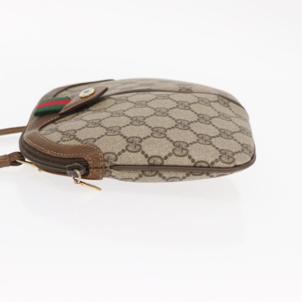 GUCCI GG Supreme Web Sherry Line Bag PVC Beige Gold 68 02 047 Auth ka1073