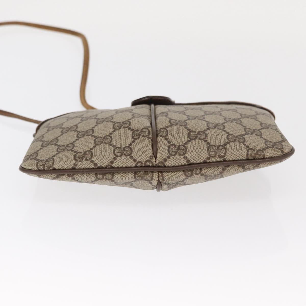 GUCCI GG Supreme Web Sherry Line Bag PVC Beige Gold 68 02 047 Auth ka1073