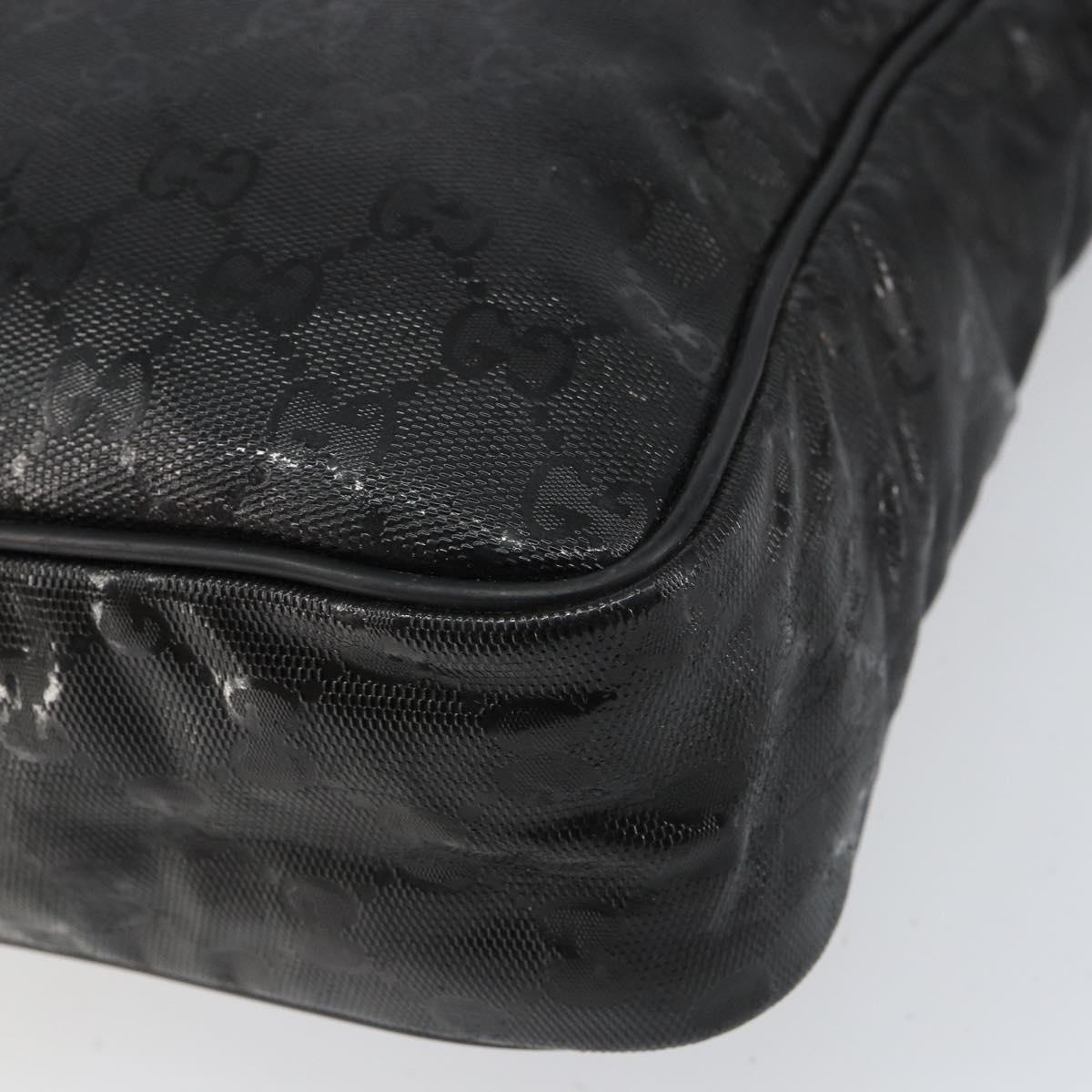 GUCCI GG Implementation Bag Coated Canvas Black Silver 201448 Auth ka108