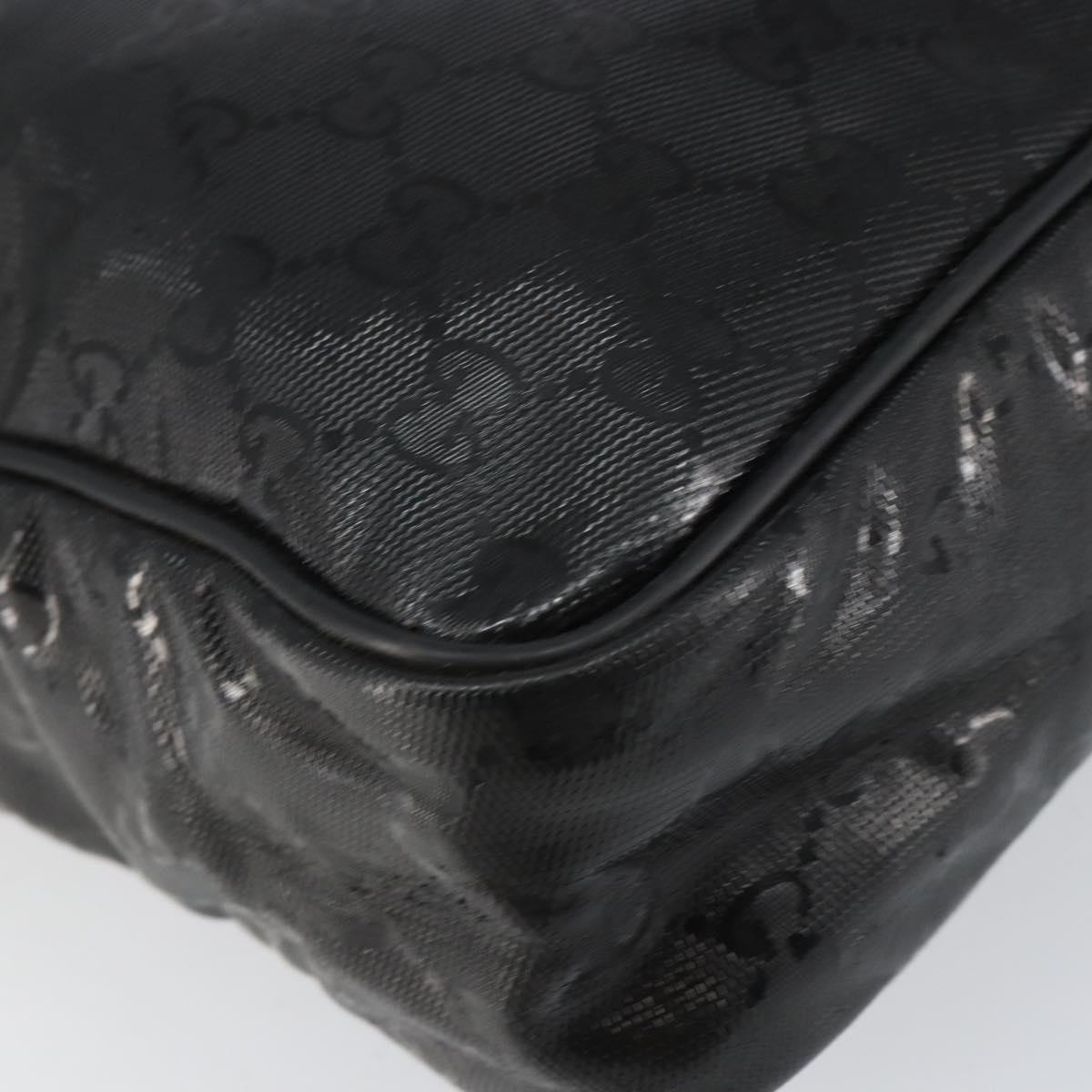 GUCCI GG Implementation Bag Coated Canvas Black Silver 201448 Auth ka108