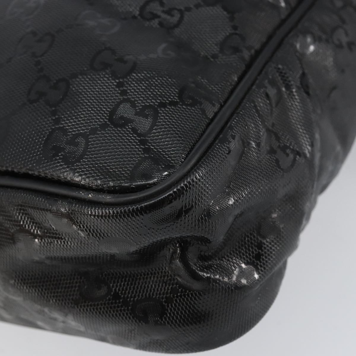 GUCCI GG Implementation Bag Coated Canvas Black Silver 201448 Auth ka108