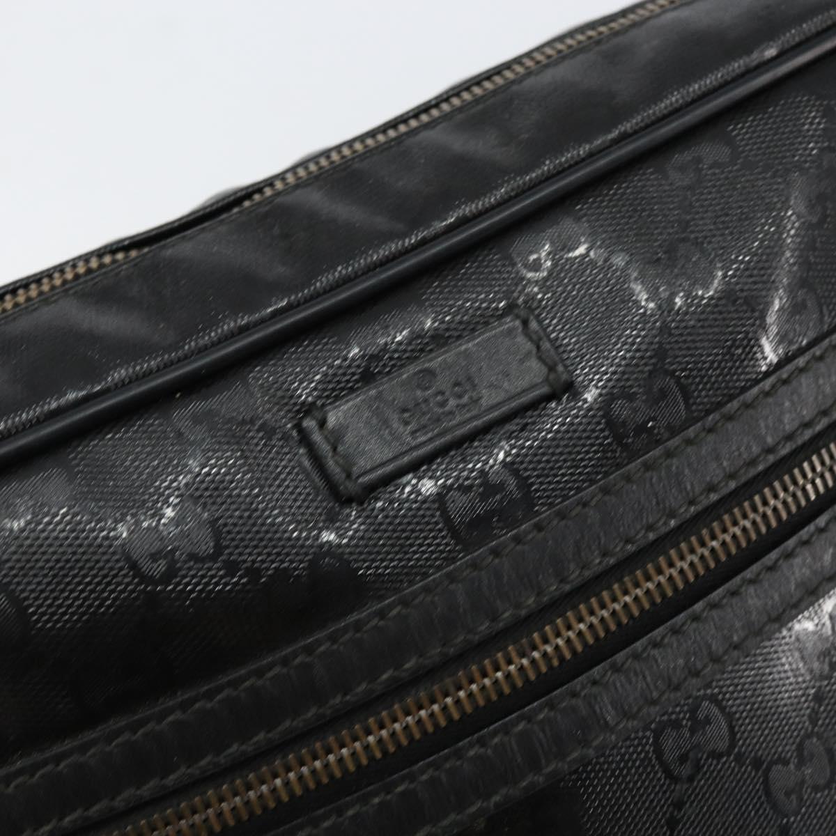 GUCCI GG Implementation Bag Coated Canvas Black Silver 201448 Auth ka108