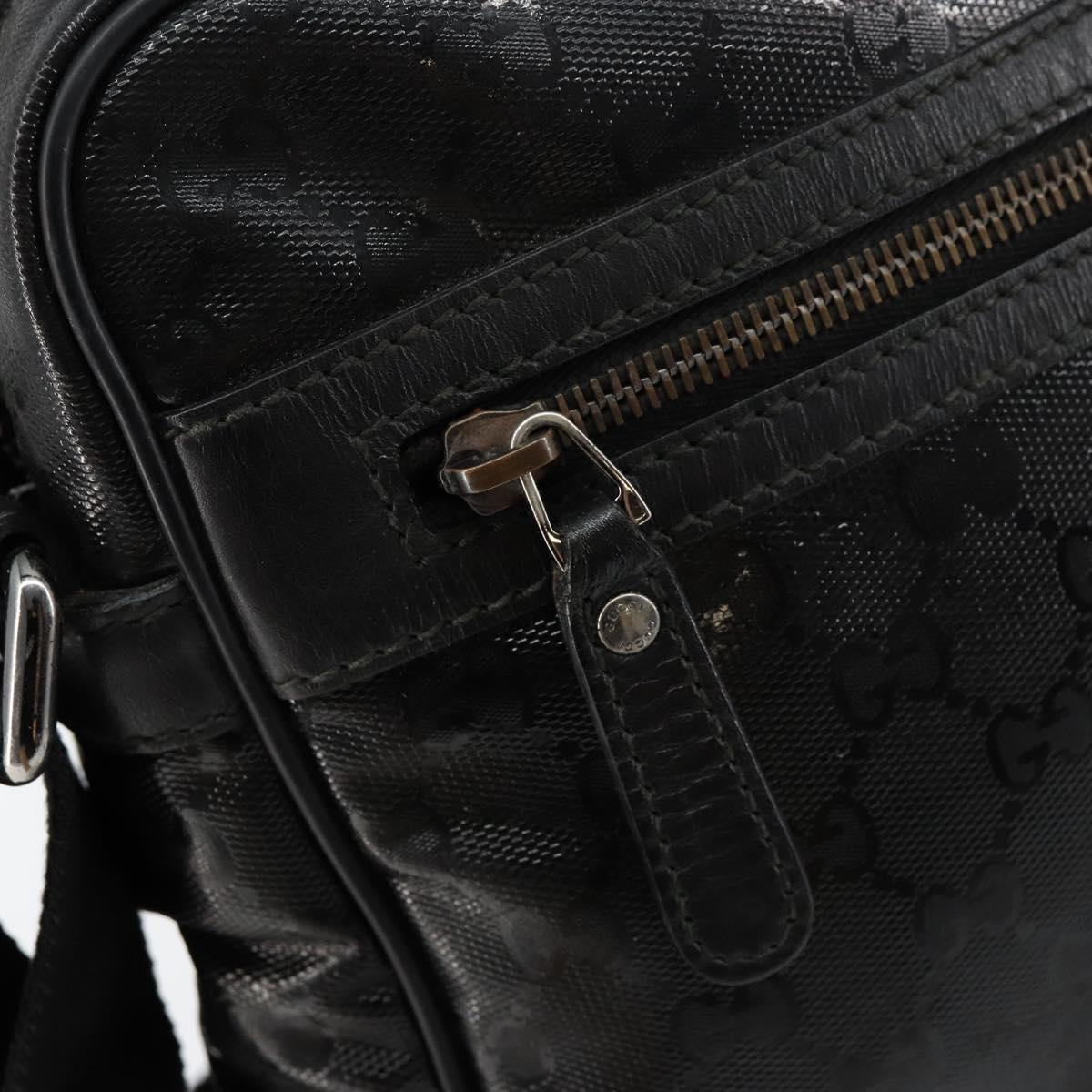 GUCCI GG Implementation Bag Coated Canvas Black Silver 201448 Auth ka108