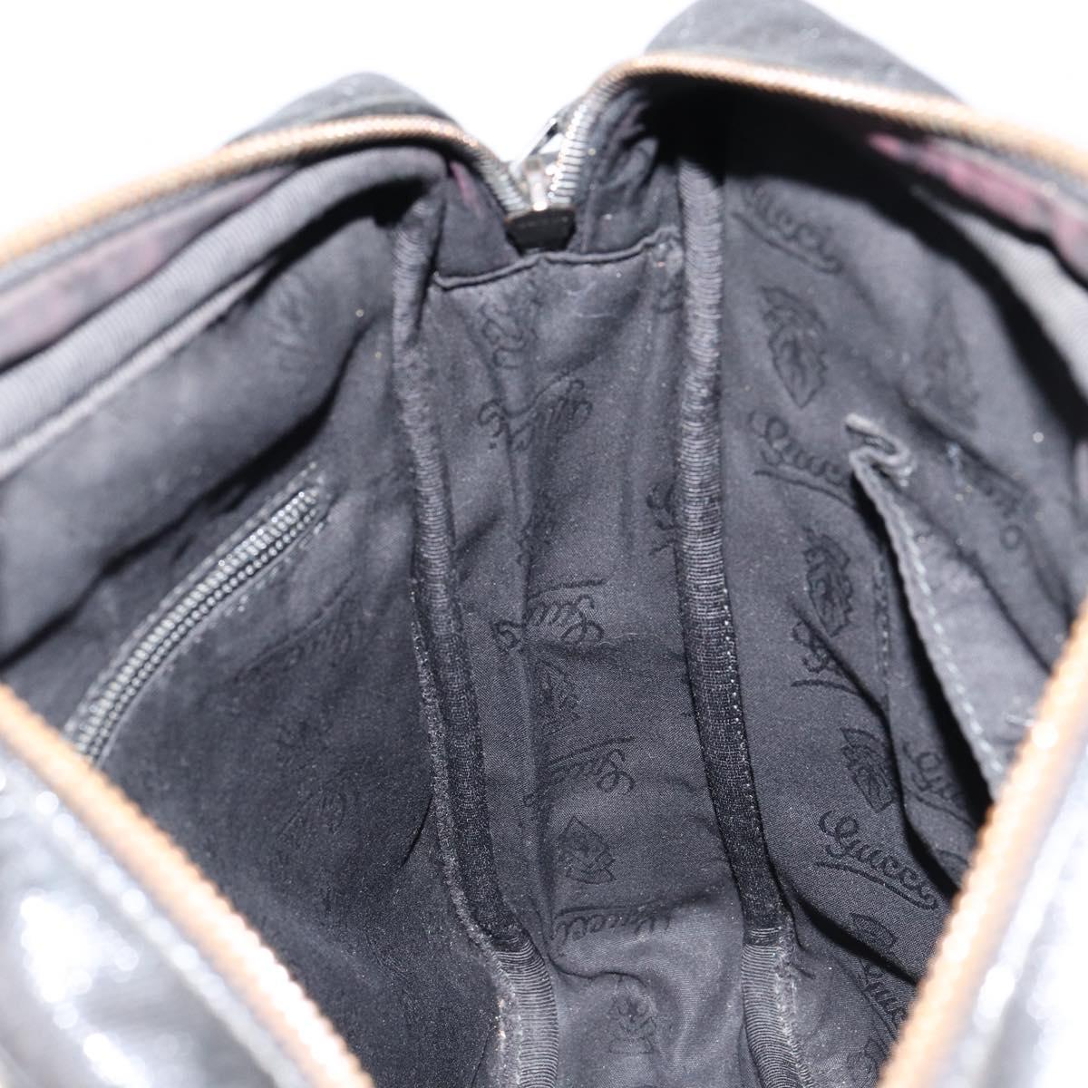 GUCCI GG Implementation Bag Coated Canvas Black Silver 201448 Auth ka108