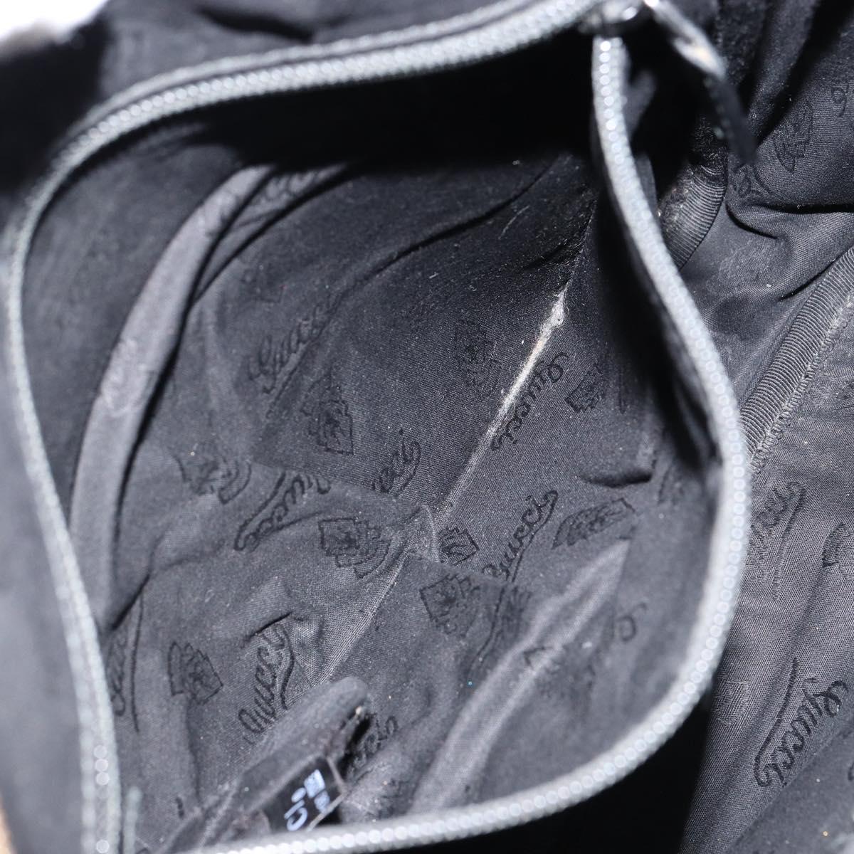 GUCCI GG Implementation Bag Coated Canvas Black Silver 201448 Auth ka108