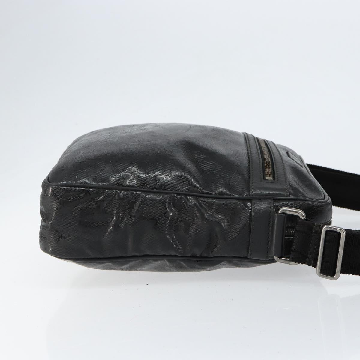 GUCCI GG Implementation Bag Coated Canvas Black Silver 201448 Auth ka108