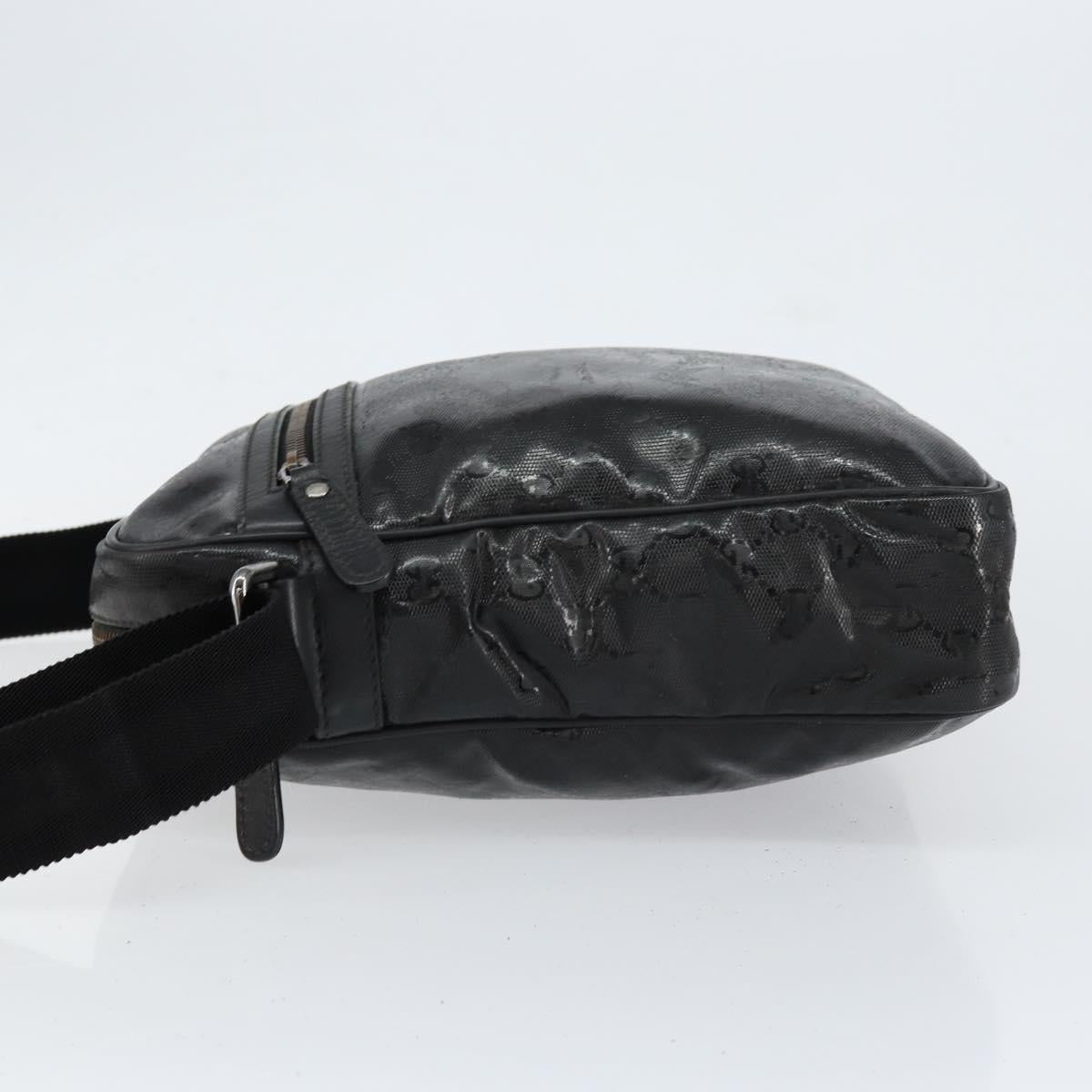 GUCCI GG Implementation Bag Coated Canvas Black Silver 201448 Auth ka108