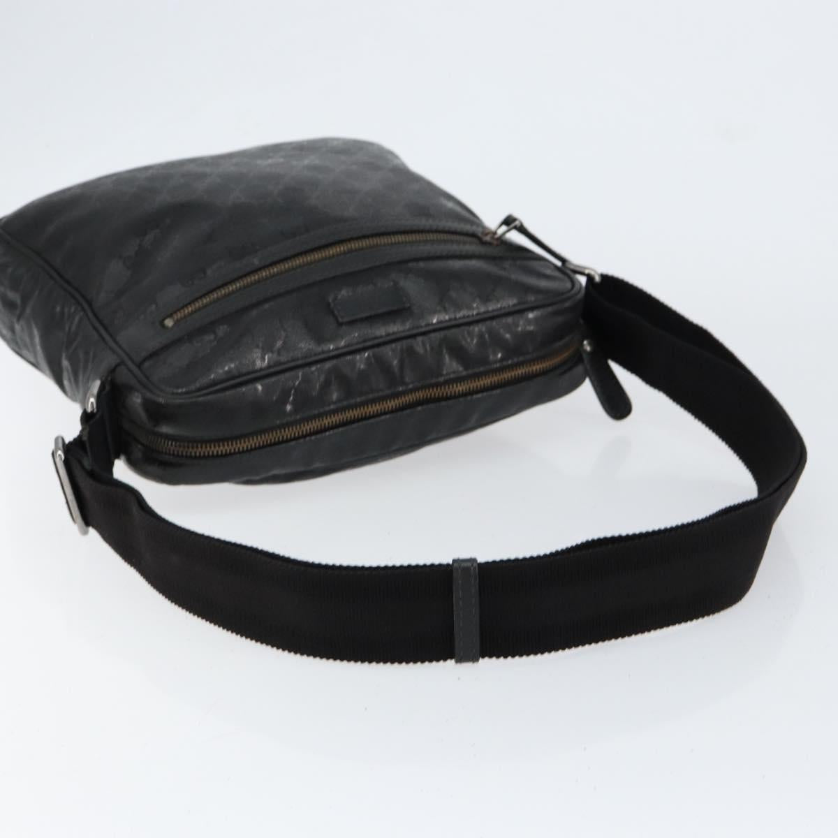 GUCCI GG Implementation Bag Coated Canvas Black Silver 201448 Auth ka108