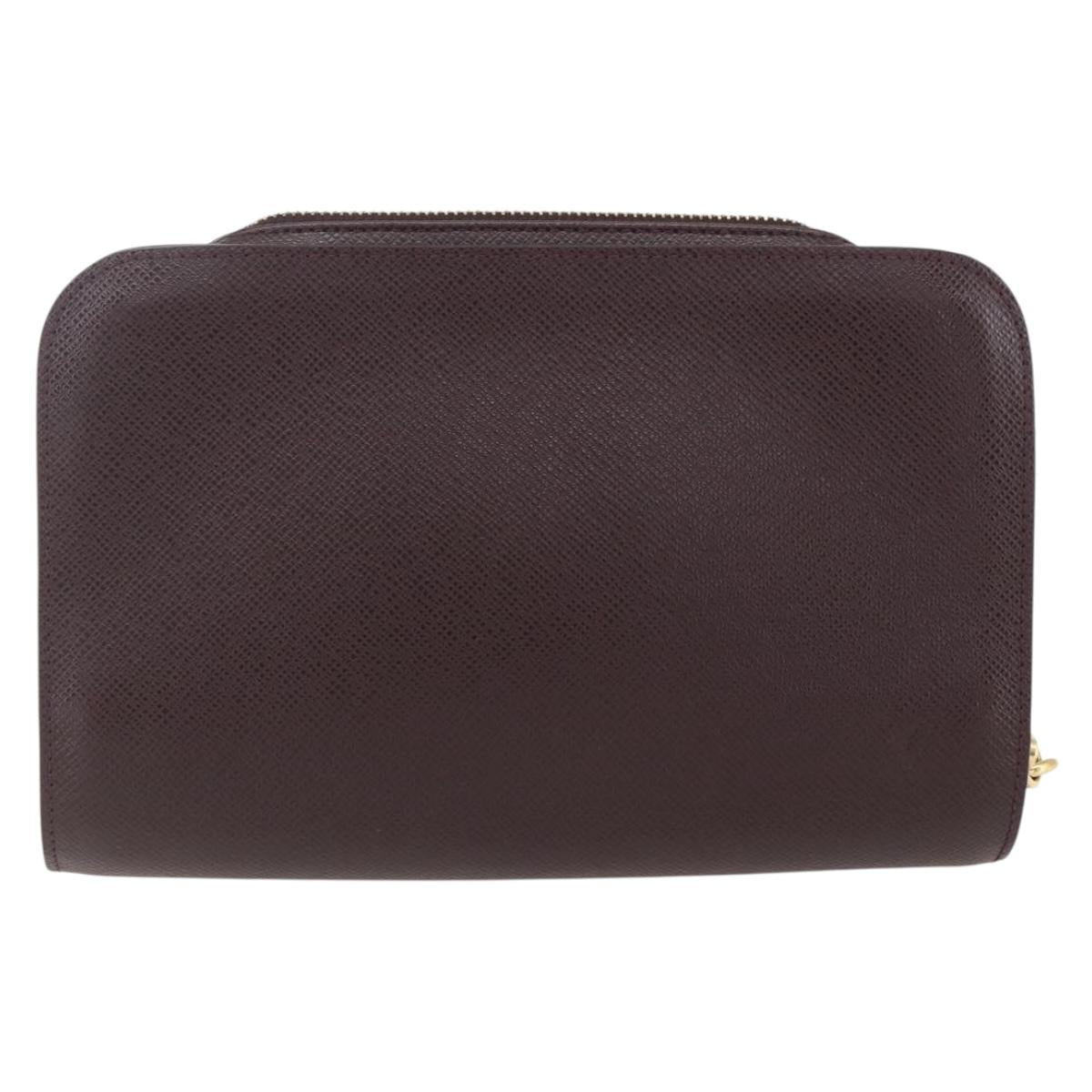LOUIS VUITTON Taiga Baikal Clutch Bag Acajou M30186 LV Auth ka1091