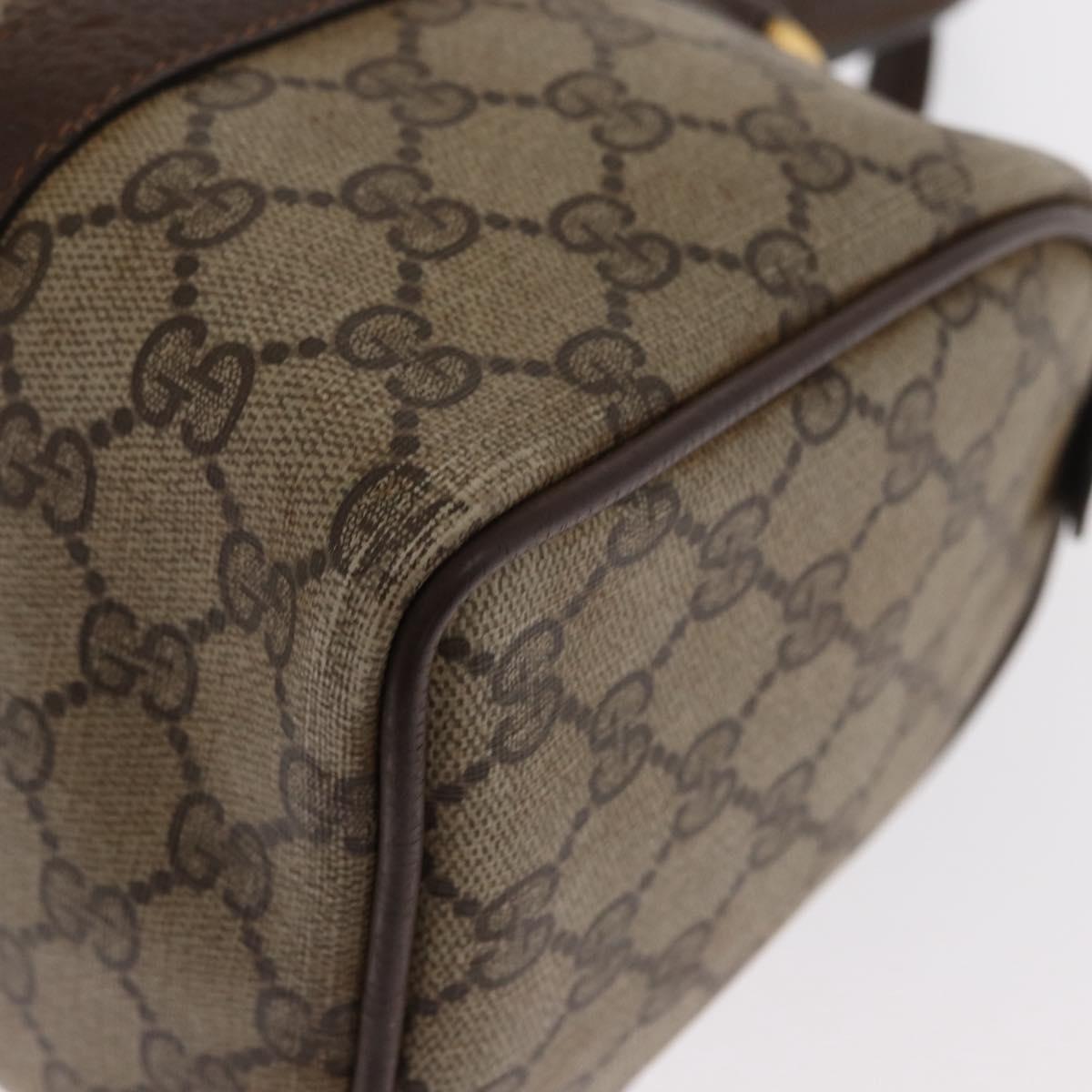 GUCCI GG Supreme Web Sherry Line Hand Bag PVC Beige Gold 40 02 006 Auth ka1094