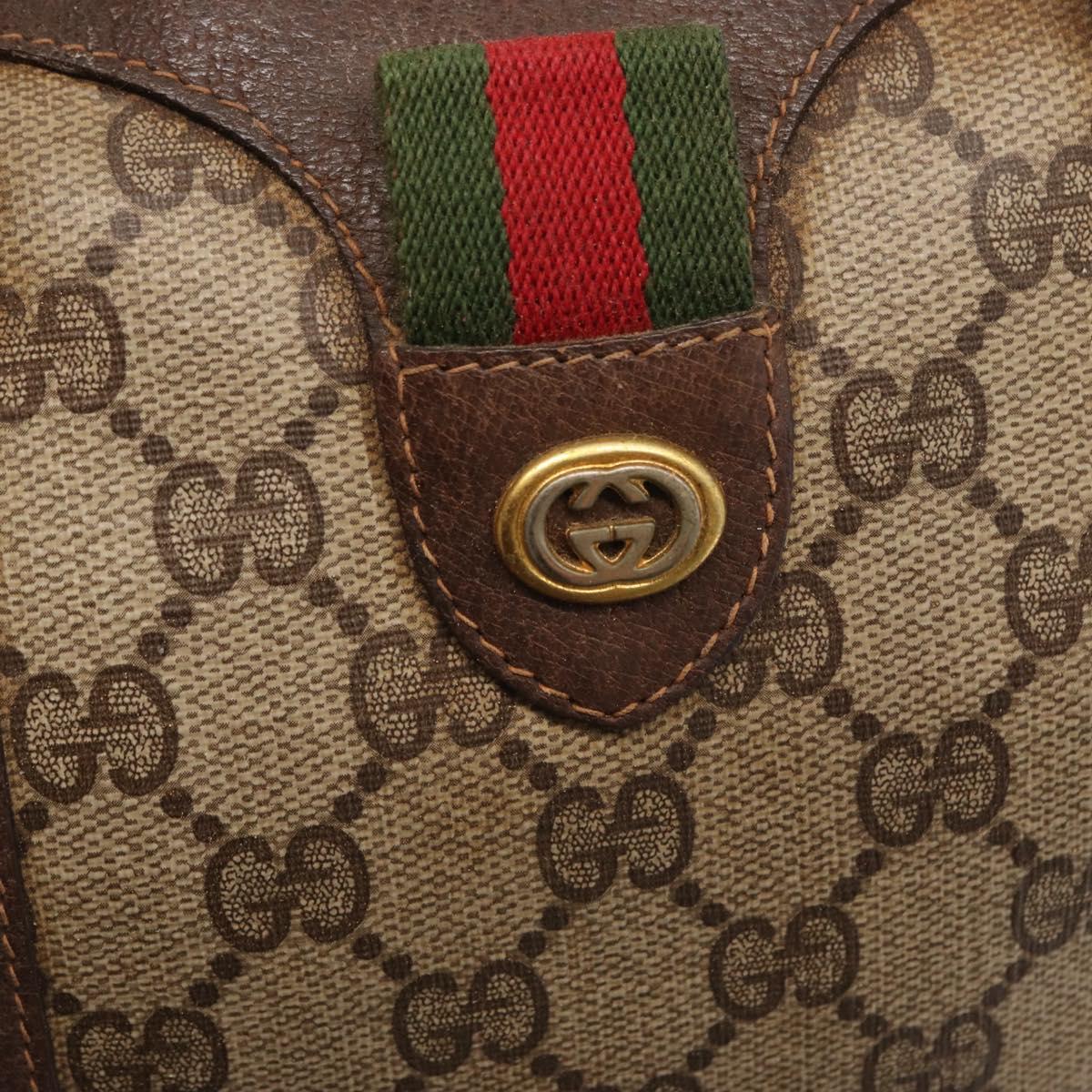 GUCCI GG Supreme Web Sherry Line Hand Bag PVC Beige Gold 40 02 006 Auth ka1094