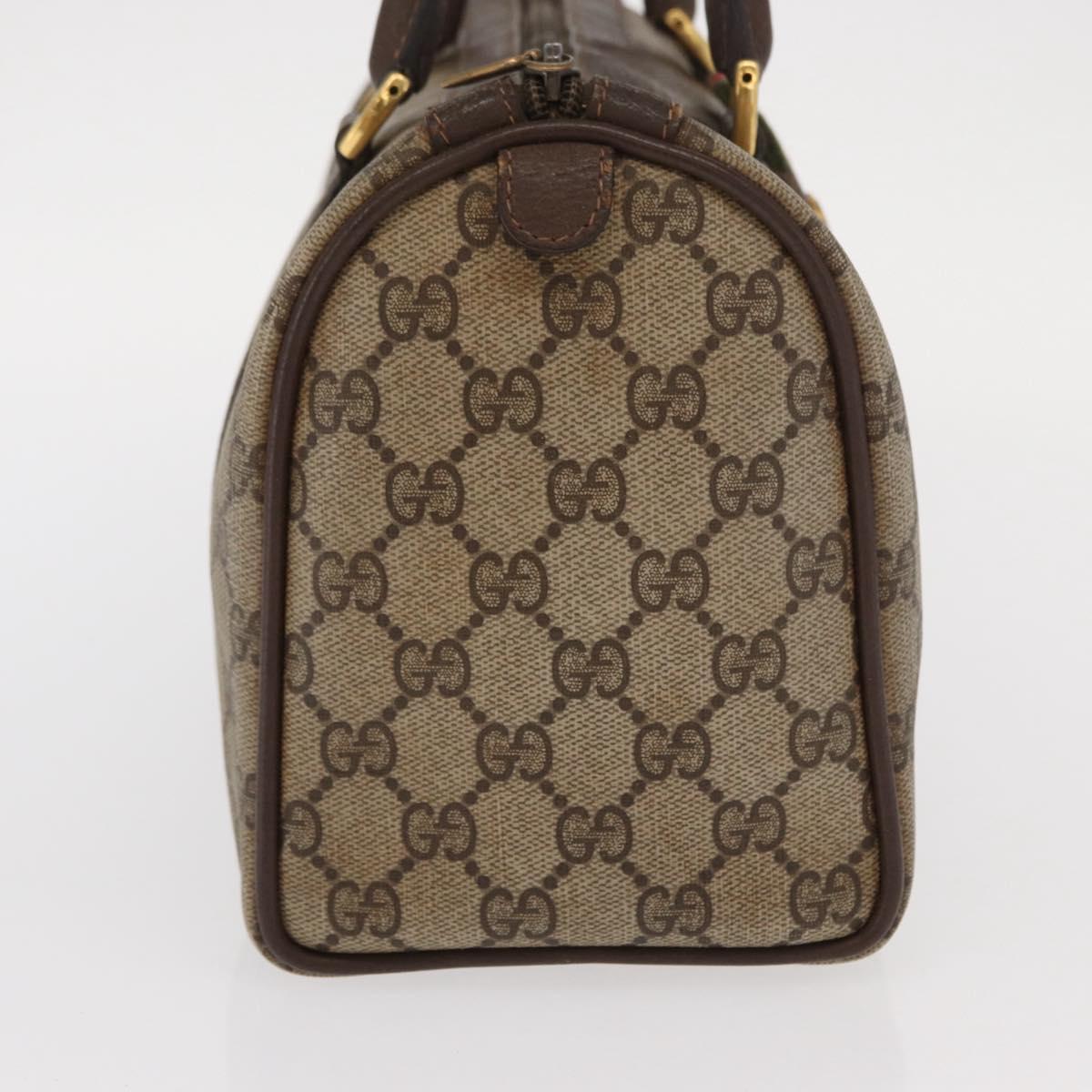 GUCCI GG Supreme Web Sherry Line Hand Bag PVC Beige Gold 40 02 006 Auth ka1094