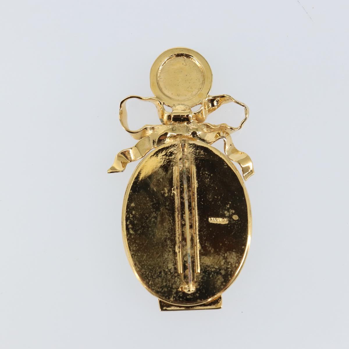 CHANEL Brooch metal Gold Tone CC Auth ka1106V