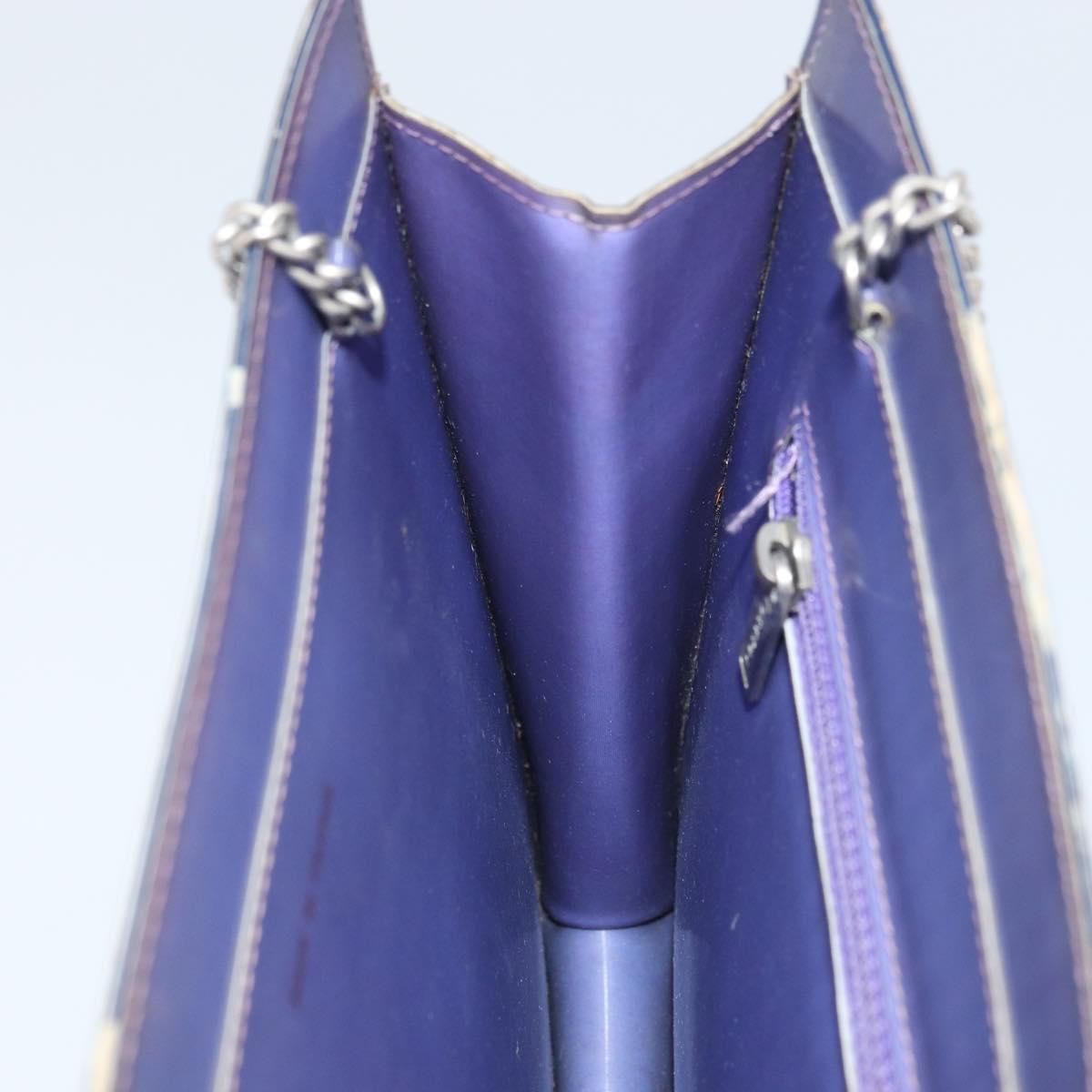 CHANEL Hologram Chain Shoulder Bag Vinyl Purple CC Auth ka1124