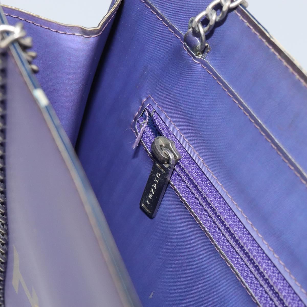 CHANEL Hologram Chain Shoulder Bag Vinyl Purple CC Auth ka1124