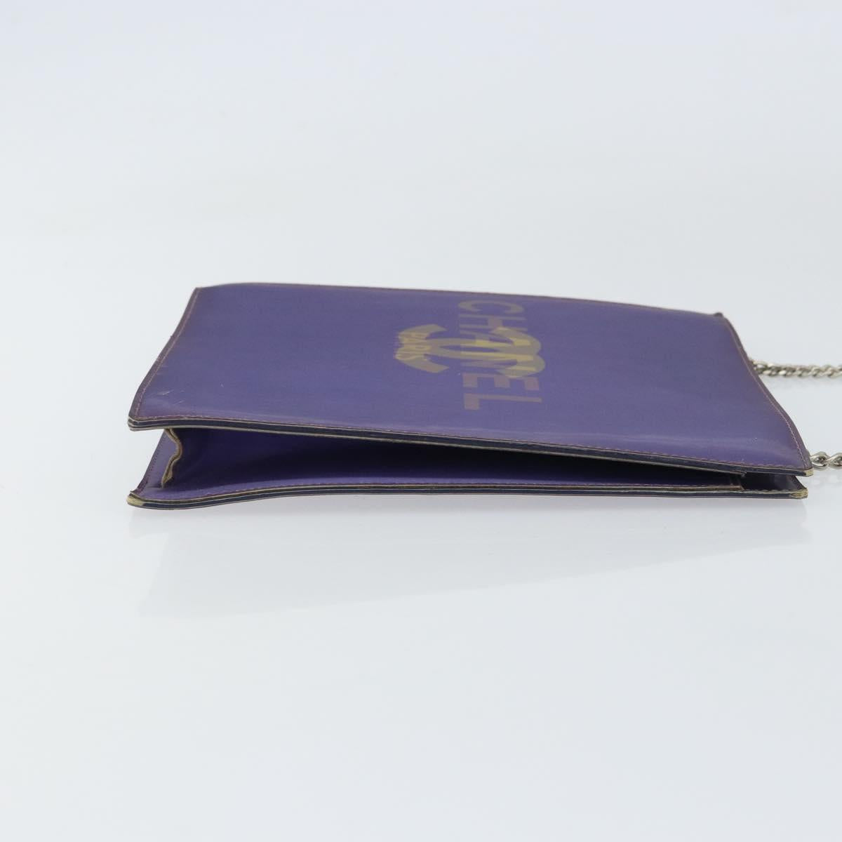 CHANEL Hologram Chain Shoulder Bag Vinyl Purple CC Auth ka1124