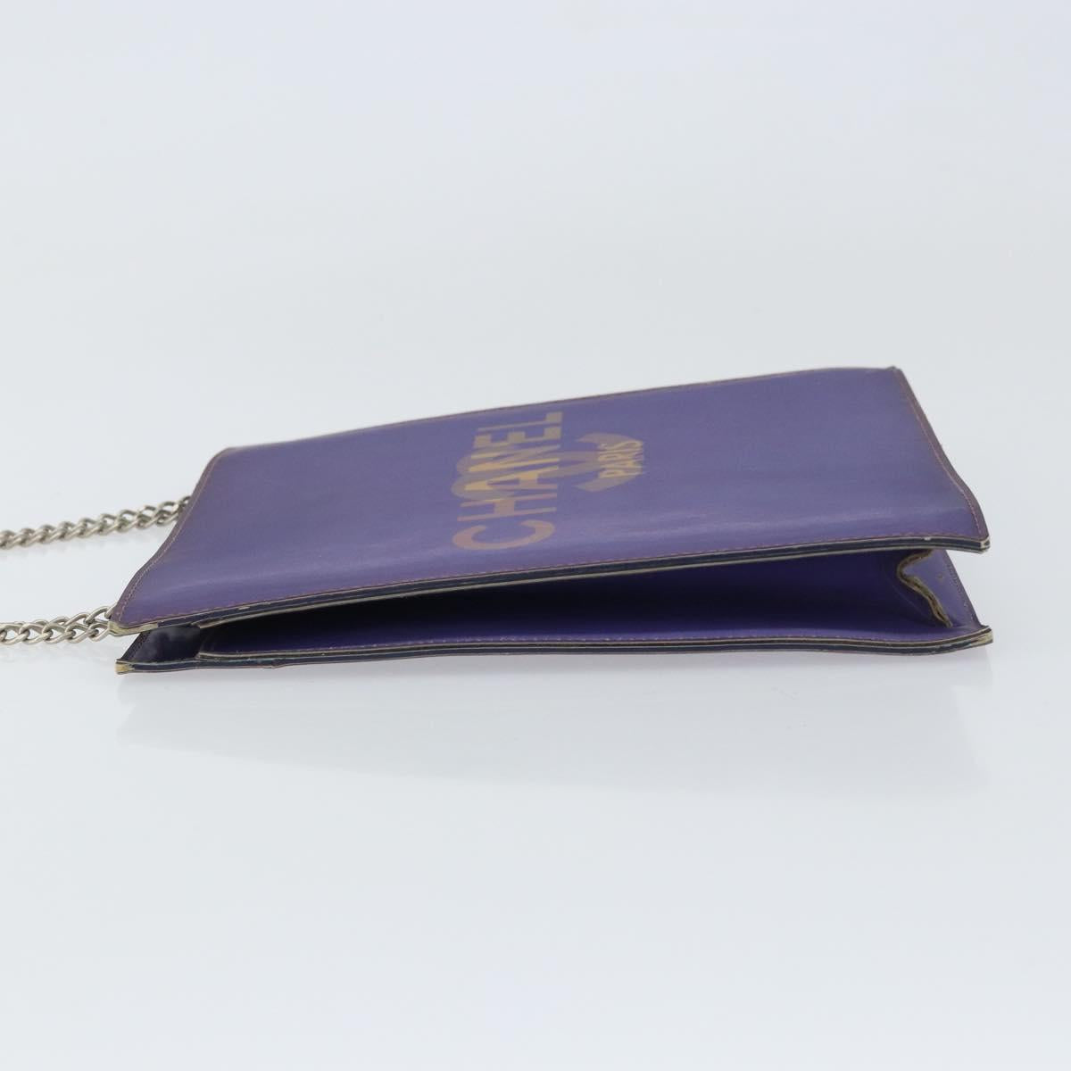 CHANEL Hologram Chain Shoulder Bag Vinyl Purple CC Auth ka1124